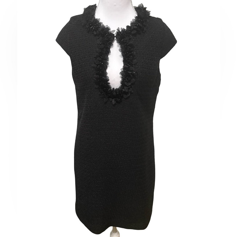 Endless Rose Black Floral Tulle Tweed Sheath Dress
